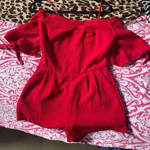 Red mid sleeve romper